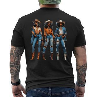 Black Cowgirl Western Rodeo Junenth Black History Texas Men's T-shirt Back Print - Seseable