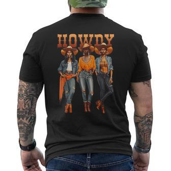 Black Cowgirl Western Rodeo Melanin History Texas Howdy Men's T-shirt Back Print - Seseable