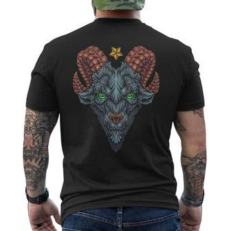 Black Goat Phillip Head Star Hand Drawn Old School Tattoo Men's T-shirt Back Print - Monsterry CA