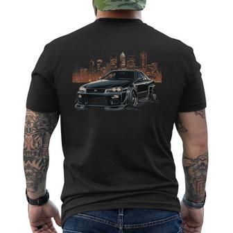 Black Gt R 34 Skyline Jdm Car Enthusiast Men's T-shirt Back Print - Seseable