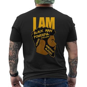 I Am Black King Powerful Leader Black History Month Dad Boys Men's T-shirt Back Print - Thegiftio