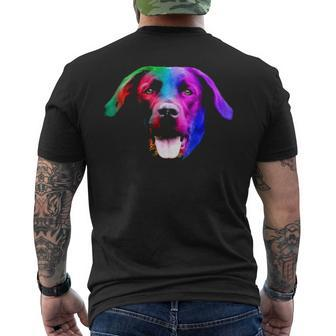 Black Labrador Multicolor Portrait Men's T-shirt Back Print | Mazezy