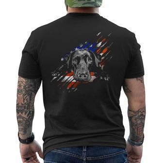 Black Labrador Usa Flag Lab Owner Bird Duck Hunter Gif Men's T-shirt Back Print | Mazezy