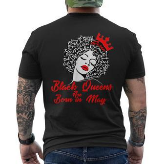 Black Queens Are Born In May Birthday Men's T-shirt Back Print - Monsterry