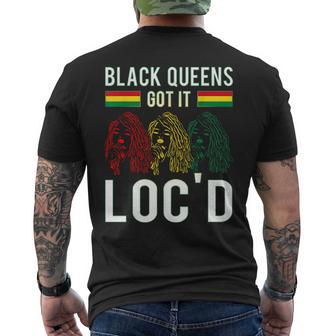 Black Queens Got It Loc'd Hair Afro Lover Melanin Dreadlock Men's T-shirt Back Print - Monsterry