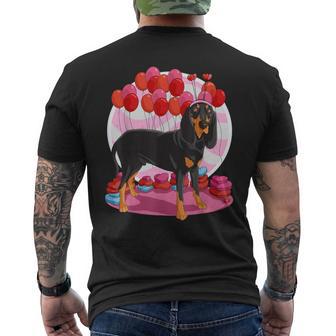 Black And Tan Coonhound Heart Valentine Day Decor Men's T-shirt Back Print - Monsterry CA