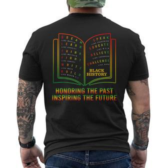 Black History Honoring Past Inspiring The Future Book Bhm Men's T-shirt Back Print - Seseable