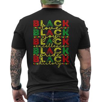 Black History Love Joy Pride African American Men's T-shirt Back Print - Monsterry