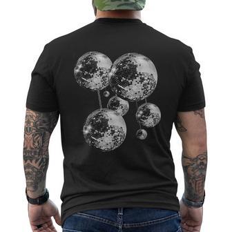 Black And White Disco Ball Pattern 70S 80S Retro Vintage Men's T-shirt Back Print - Monsterry