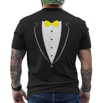 Black And White Tuxedo With Yellow Bow Tie Novelty T Men's T-shirt Back Print - Monsterry UK