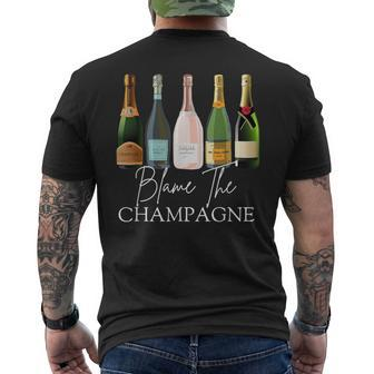 Blame The Champagne Champagne Bottles Day Drinking Mimosa Men's T-shirt Back Print - Monsterry