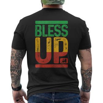 Bless Up Reggae Music Rastafari Lion Of Judah Rasta Men's T-shirt Back Print - Monsterry AU