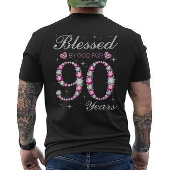 Blessed By God For 90 Years Old 90Th Birthday Party B-Day Men's T-shirt Back Print - Seseable