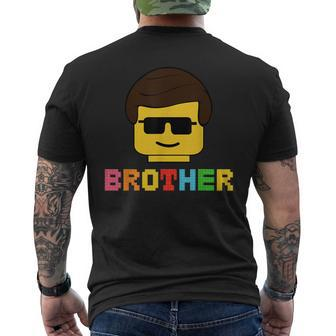 Block Brick Building Brother Master Builder Matching Family Men's T-shirt Back Print - Seseable