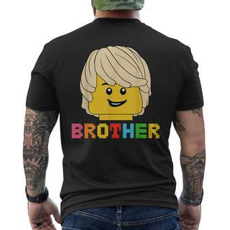 Block Brick Building Brother Master Builder Matching Family Men's T-shirt Back Print - Monsterry