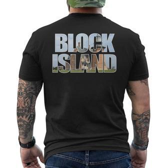 Block Island Lighthouse Souvenir Rhode Island Beach Keepsake Men's T-shirt Back Print - Monsterry