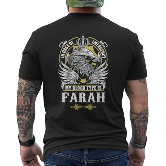 My Blood Type Is Farah Men's T-shirt Back Print | Mazezy