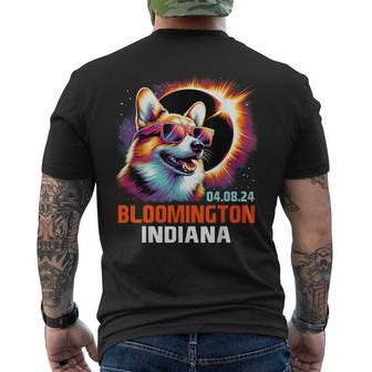 Bloomington Indiana Total Solar Eclipse 2024 Corgi Dog Men's T-shirt Back Print - Seseable