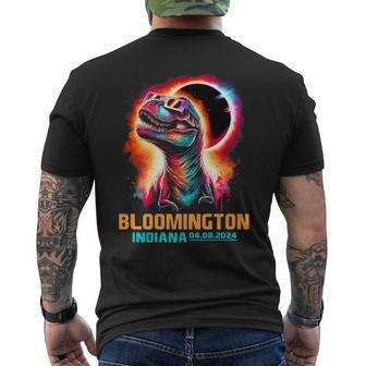 Bloomington Indiana Total Solar Eclipse 2024 T Rex Dinosaur Men's T-shirt Back Print | Mazezy