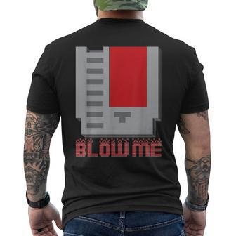 Blow Me Vintage Retro 8-Bit Cartridge Gaming Men's T-shirt Back Print - Monsterry