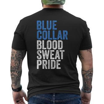 Blue Collar Blood Sweat Pride Craftsman Blue Collar Pride Men's T-shirt Back Print - Monsterry