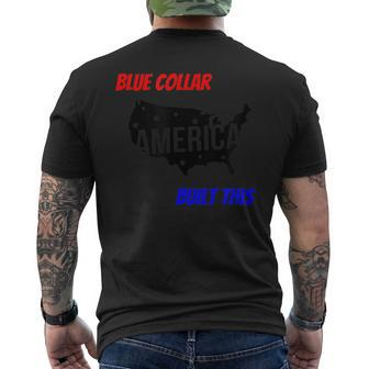 Blue Collar Built This Construction Worker Pride America Men's T-shirt Back Print - Monsterry CA