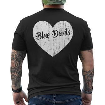 Blue Devils School Sports Fan Team Spirit Mascot Heart Men's T-shirt Back Print - Monsterry CA