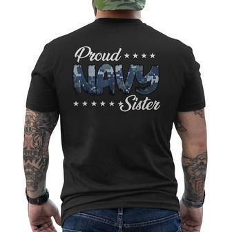 Blue Digital Bold Proud Navy Sister Men's T-shirt Back Print - Monsterry AU