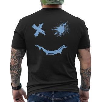 Blue Grunge Smile Blue Color Graphic Men's T-shirt Back Print - Monsterry DE