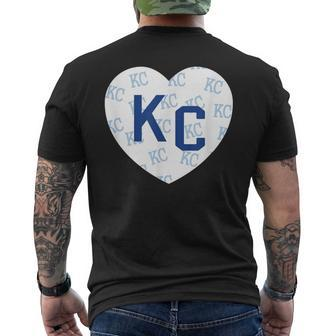 Blue Kc Heart Kansas City 2 Letter Kc Pattern Love Kc Blue Men's T-shirt Back Print - Monsterry AU