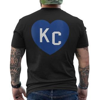 Blue Kc Heart Kc Kansas City Kc Love Blue Kc Hearts Blue Men's T-shirt Back Print - Monsterry