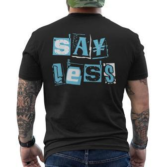 Blue Say Less Blue Color Graphic Men's T-shirt Back Print - Monsterry DE