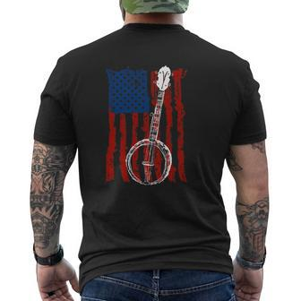 Bluegrass Banjo American Patriotic Usa Flag Mens Back Print T-shirt - Thegiftio