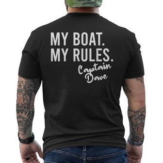 My Boat My Rules Captain Dave Personalized Boating Name Men's T-shirt Back Print - Seseable
