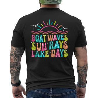 Boat Waves Sun Rays Lake Days Lake Life Summer Lake Men's T-shirt Back Print - Monsterry