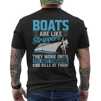 Boats Are Like Strippers They Won't Work Until You Boating Men's T-shirt Back Print - Seseable