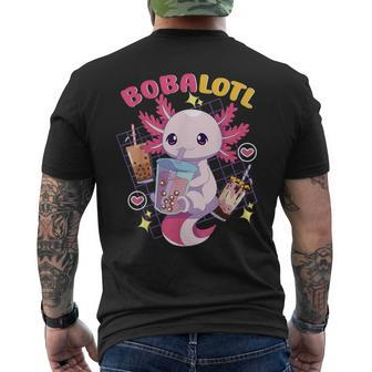 Boba Tea Bubble Tea Milk Tea Anime Axolotl Cute Kawaii Men's T-shirt Back Print - Monsterry CA