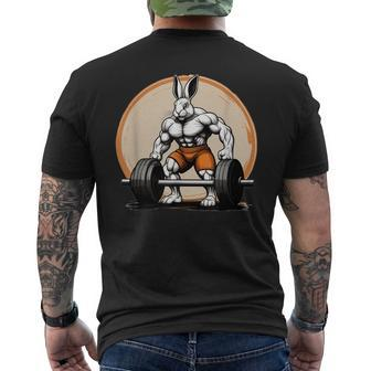 Bodybuilder Easter Bunny Powerlifting In The Gym Men's T-shirt Back Print - Seseable