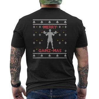 Bodybuilding Ugly Christmas Weightlifting Gym Xmas Mens Back Print T-shirt | Mazezy