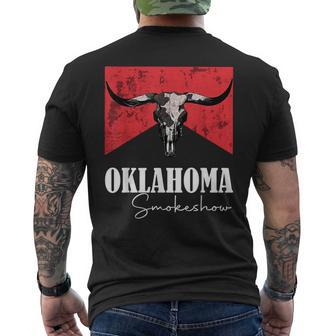 Boho Bull Skull Cow Oklahoma Smokeshow Western Country Mens Back Print T-shirt - Thegiftio UK