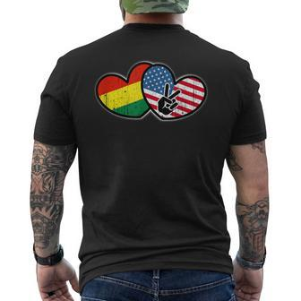 Bolivian American Heart And National Flags Men's T-shirt Back Print - Monsterry DE