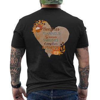 Bonfires Flannels S'mores Sweaters Campfires And Pumpkins Men's T-shirt Back Print - Monsterry