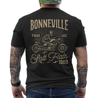 Bonneville Salt Flats Motorcycle Racing Vintage Biker Men's T-shirt Back Print - Monsterry