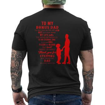 Bonus Dad Fathers Day From Stepdad For Daughter Son Kid Mens Back Print T-shirt | Mazezy
