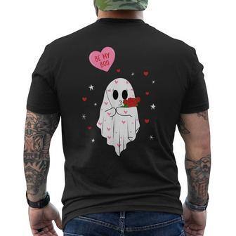 Be My Boo Valentine Ghost With Balloon Happy V Day Couple Men's T-shirt Back Print - Monsterry AU