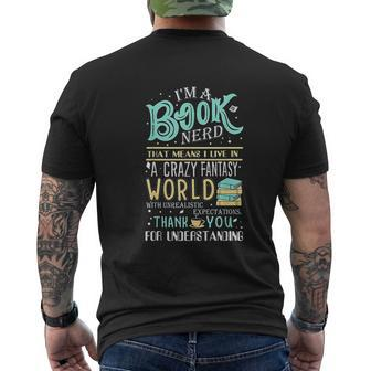 I Am A Book Nerd Mens Back Print T-shirt - Seseable
