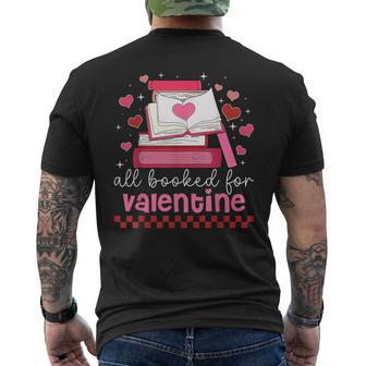 All Booked For Valentine's Day Bookworm Library Books Heart Men's T-shirt Back Print - Seseable