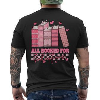 All Booked For Valentines Day Teachers Book Lovers Librarian Men's T-shirt Back Print | Mazezy
