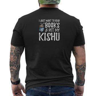 Books And Kishu Dog Dad Mens Back Print T-shirt - Thegiftio UK