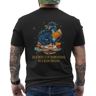 Books Lovers Bookworm Geek Nerd Be Book Dragon Idea Men's T-shirt Back Print - Thegiftio UK